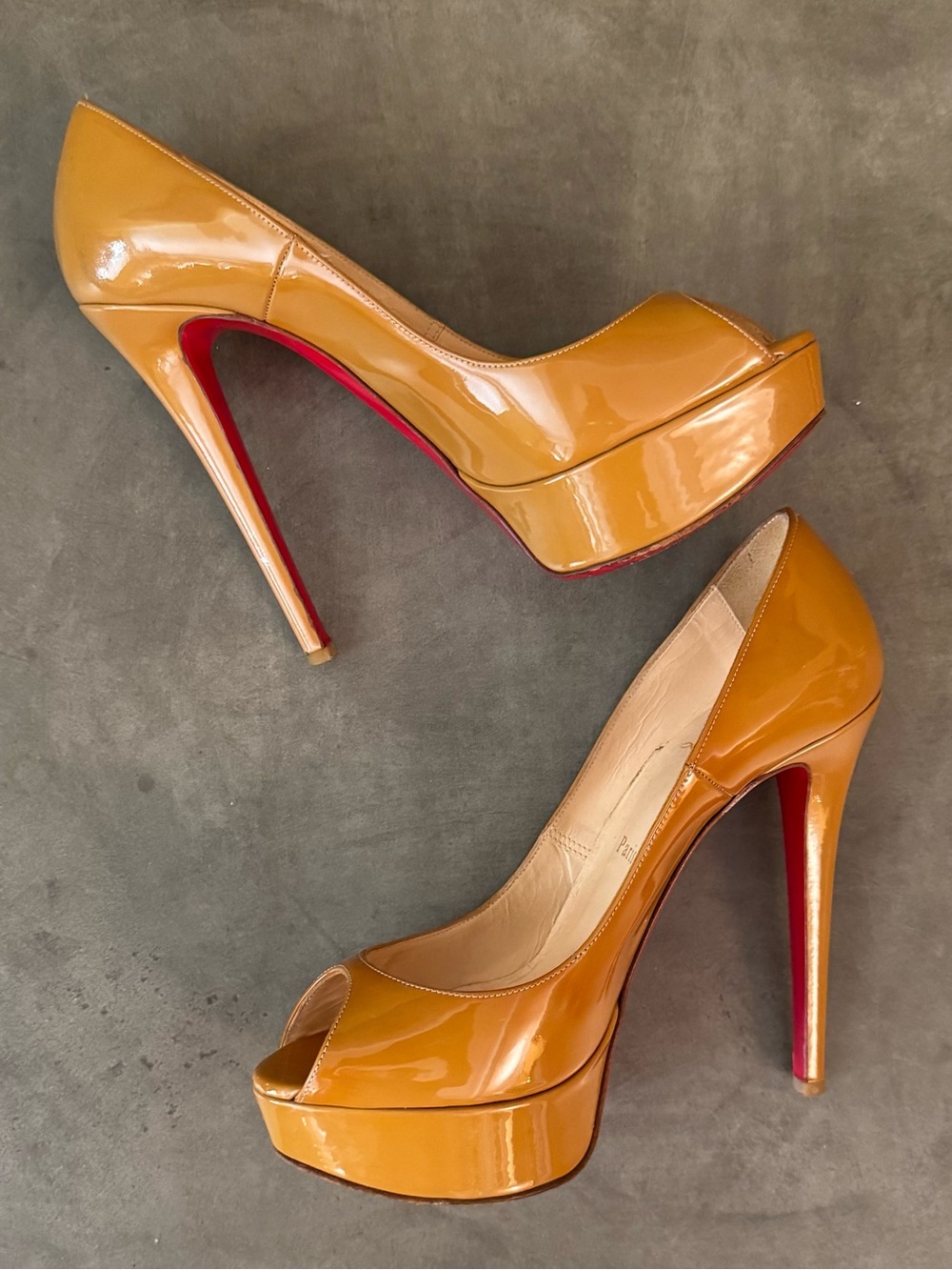 Christian Louboutin Lady Peep 150 Patent Leather Platform Pumps